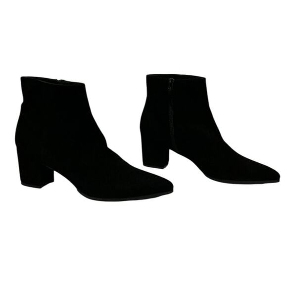 Stuart Weitzman Notazzie Black Suede Ankle Boots Size 9.5 Block Heel Booties - Picture 3 of 9